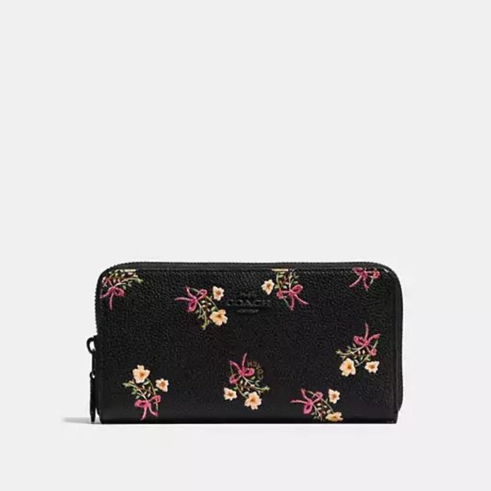 Coach Accordion Zip Wallet With Floral Bow Print